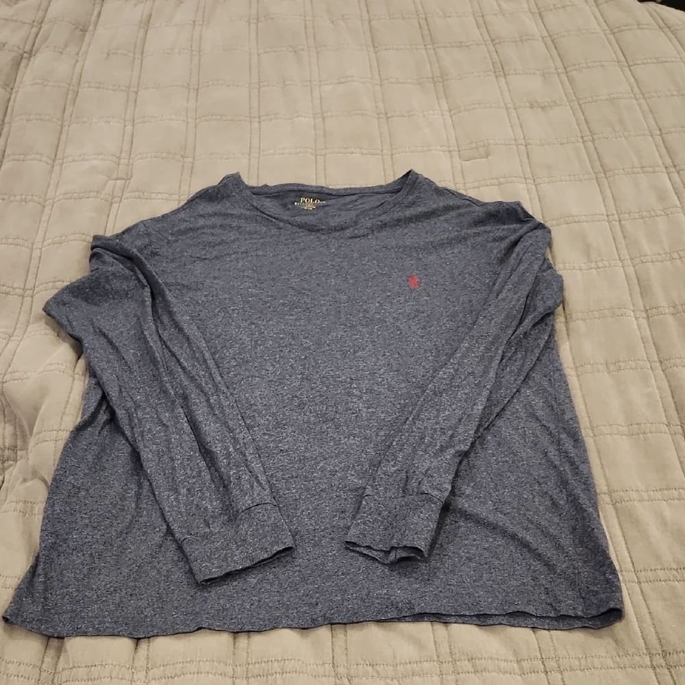 Polo Ralph Lauren Heathered Blue Long Sleeve Tee Size L!